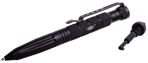 Uzi Accessories UZITACPEN6BK Tactical Pen  Black Aluminum 6" Features Glass Breaker/Cuff Key