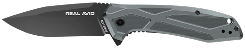 Real Avid AVRAV2 RAV-2  3.25" Folding Drop Point Plain Black Oxide 8Cr13MoV SS Blade, Aluminum Handle, Clamshell Pkg