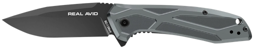 Real Avid AVRAV2 RAV-2  3.25" Folding Drop Point Plain Black Oxide 8Cr13MoV SS Blade, Aluminum Handle, Clamshell Pkg