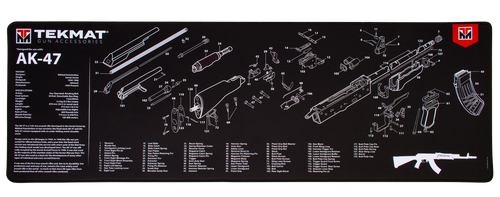 TekMat TEKR44AK47 AK-47 Ultra 44 Cleaning Mat Black/White Rubber 15"x44" AK-47 Parts Diagram