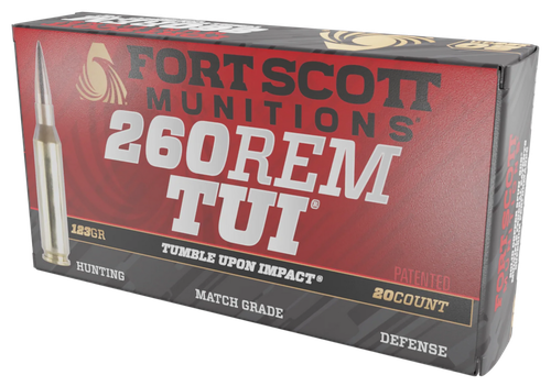 Fort Scott Munitions 260123SCV2 Tumble Upon Impact (TUI)  260Rem 123gr Solid Copper Spun 20 Per Box/25 Case