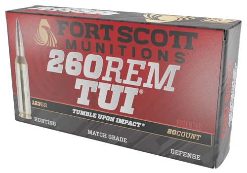Fort Scott Munitions 260123SCV2 Tumble Upon Impact (TUI)  260Rem 123gr Solid Copper Spun 20 Per Box/25 Case