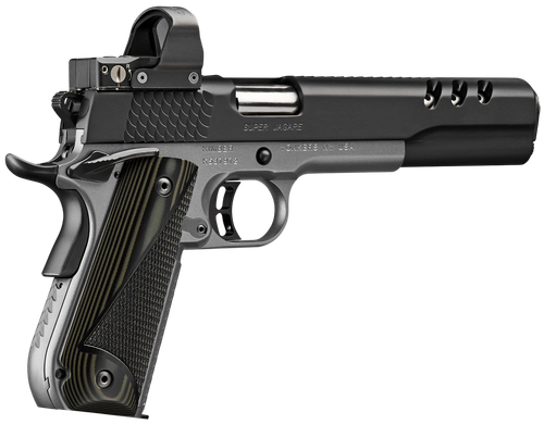 Kimber Mfg, Inc 3000278 Super Jagare w/Optic 10mm Auto 8+1 6" Stainless Match Grade Barrel, Diamond Carbon Coating Ported/Serrated Stainless Steel Slide, Kimpro II Gray Micarta Grip, Delta Pro Red Dot