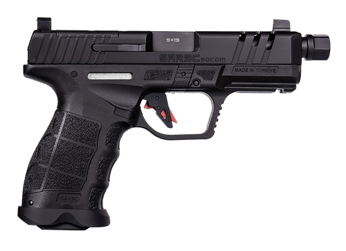 SAR USA SAR9CSOCOMBL SAR9 C  Compact Frame 9mm Luger 21+1 4" Black Steel Barrel, Black Steel Optic Ready/Ported/Serrated Slide, Black Polymer Frame w/Picatinny Rail, Interchangeable Backstrap Grip