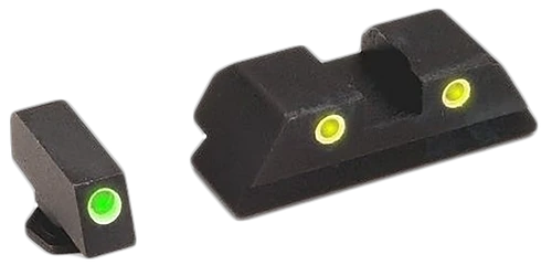 AmeriGlo GL121 Classic Tritium Sight Set for Glock  Green Tritium White Outline Front Sight-Yellow Tritium White Outline Rear Sight