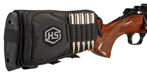 Hunters Specialties 01620 Buttstock Shell Holder  W/Pouch Holds 5 Cartridges Black Polyester