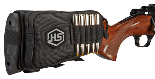 Hunters Specialties 01620 Buttstock Shell Holder  W/Pouch Holds 5 Cartridges Black Polyester