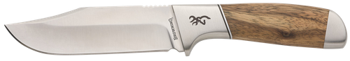 Browning 3220537 Sage Creek  Large 4.50" Fixed Clip Point Plain Satin 9Cr14MoV SS Blade, Brown Zebra Wood Handle