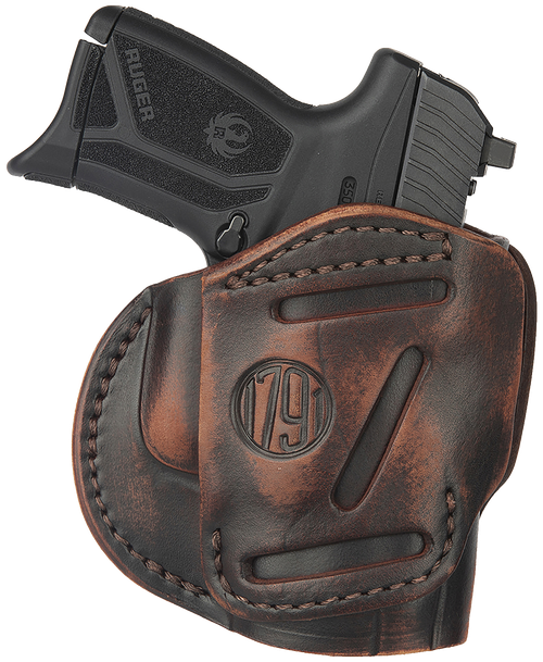 1791 Gunleather 3WH4VTGA 3-Way  IWB/OWB Size 04 Vintage Leather Belt Loop Fits Springfield XD Fits Walther PPS Fits Springfield XDS Fits Taurus G2C Ambidextrous Hand