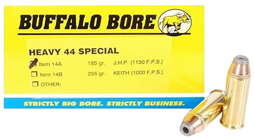 Buffalo Bore Ammunition 14A20 Heavy Strictly Business 44S&W Spl 180gr Jacket Hollow Point 20 Per Box/12 Case