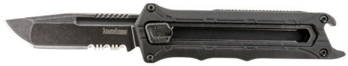Kershaw 1195 Interstellar  2.70" OTF Tanto Part Serrated Black Oxide Blackwash 8Cr13MoV SS Blade, Black Textured w/Bottle Opener Glass-Filled Nylon Handle, Includes Pocket Clip