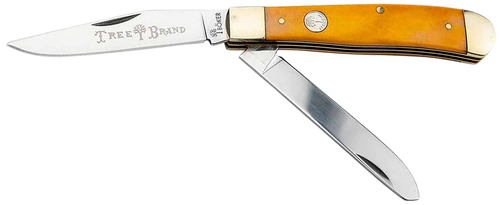 Boker 110835 Trapper Traditional Clip Point/Spey Plain D2 Steel Blade Smooth Yellow Bone Handle