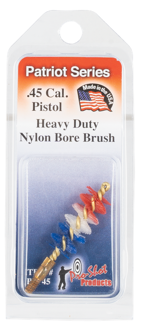 Pro-Shot PSP45 Patriot Series Bore Brush .45 Cal Pistol #8-32 Thread Nylon Bristles Brass Core