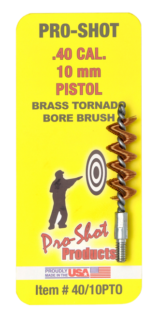 Pro-Shot 4010PTO Tornado Bore Brush .40/ 10mm Cal Pistol #8-32 Thread Brass Spiral Wound Loop
