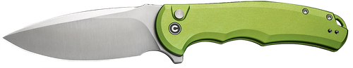 Civivi Knives C18026E-3 Praxis  3.75" Folding Drop Point Plain Satin Nitro-V Steel Blade, Lime Green Aluminum Handle