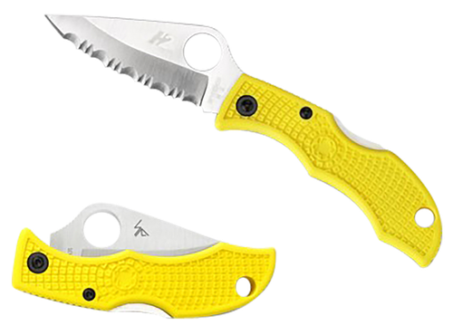Spyderco LYLP3 Ladybug 3 Salt 1.94" Folding Plain Stonewashed H2 Steel Blade/Marine Yellow Bi-Directional Texturing FRN Handle