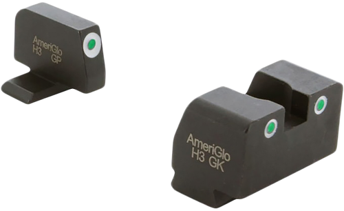 AmeriGlo XD181 Optic Compatible Sight Set for Springfield Armory XD  Green Tritium White Outline Front Sight-Green Tritium White Outline Rear Sight