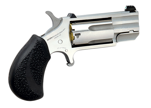 North American Arms PUGT Pug  22 WMR 5 Shot 1" Stainless Steel Barrel, Frame & Cylinder, Black Pebbled Rubber Grip, Exposed Hammer