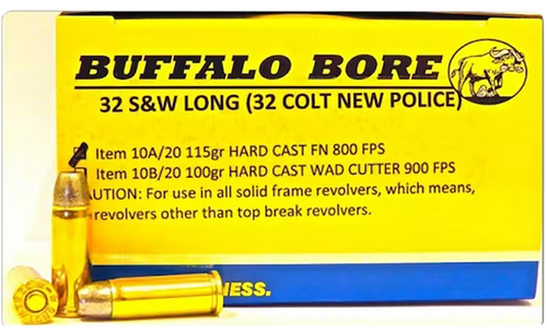 Buffalo Bore Ammunition 10A20 Personal Defense Strictly Business 32S&W Long 115gr Hard Cast Flat Nose 20 Per Box/12 Case