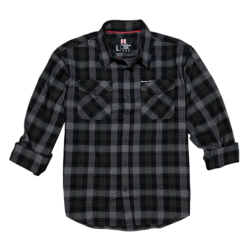Hornady Gear 32213 Flannel Shirt  Large Olive/Black/Gray,  Cotton/Polyester, Relaxed Fit Button Up