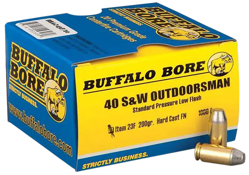 Buffalo Bore Ammunition 23F20 Outdoorsman Strictly Business 40S&W 200gr Hard Cast Flat Nose 20 Per Box/12 Case