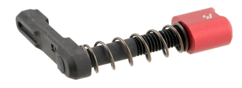 Strike Industries ARSMCRED Magazine Catch  made of Black Steel with Red 6061-T6 Aluminum Release Button for AR-Platform