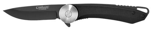 Camillus 19640 Cirque  2.75" Folding Drop Point Plain Black AUS-8 Carbonitride Titanium Blade, Black G10 Handle