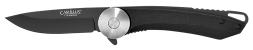Camillus 19640 Cirque  2.75" Folding Drop Point Plain Black AUS-8 Carbonitride Titanium Blade, Black G10 Handle