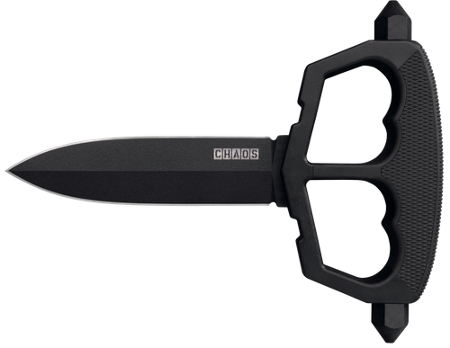 Cold Steel CS80NT3 Chaos Push Knife 5" Fixed Plain Black Matte Powder Coat SK-5 Steel Blade/ Black w/D-Guard Handle Griv-Ex w/Overmold Kray-Ex Handle Includes Belt Loop/Sheath