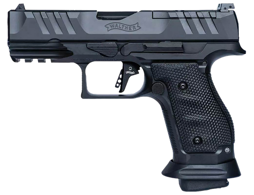 Walther Arms 2896991 PDP Pro Compact Frame 9mm Luger 18+1 4" Black Steel Barrel, Black Optic Cut/Serrated Steel Slide, Black Steel Frame w/Picatinny Rail, Textured Wraparound Grip