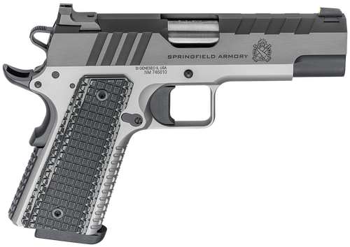 Springfield Armory PX9217L 1911 Emissary 9mm Luger 9+1 4.25" Bull Barrel,  Stainless Steel Frame w/ Beavertail, Serrated Blued Carbon Steel Slide, Black VZ Thin-Line G10 Grip