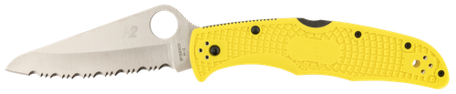 Spyderco C91SYL2 Pacific Salt 2 3.78" Folding Serrated Stonewashed H2 Steel/Blade Yellow FRN Handle