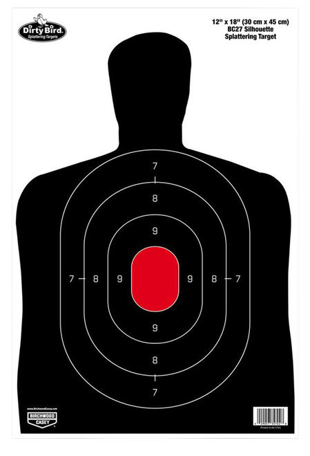 Birchwood Casey 35702 Dirty Bird BC-27 Silhouette Tagboard Hanging Pistol 12" x 18" Black/Red 100 Per Pkg