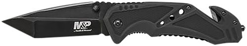 Smith & Wesson Knives SWMP11BCP M&P Rescue 3.80" Folding Tanto Plain Black Stainless Steel Blade Black G10 Handle Features Glass Breaker/Seat Belt Cutter Includes Pocket Clip