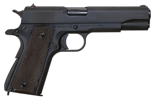Standard Mfg  1911 Government Full Size Frame 45 ACP 7+1 5" Black Steel Barrel, Black Parkerized Steel Serrated Slide, Black Parkerized Steel Frame w/Beavertail, Textured Grip
