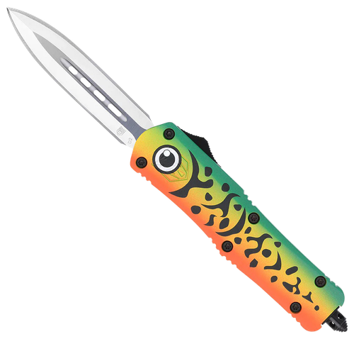 CobraTec Knives MFLGNFS3DAGNS FS-3 Fishing Lure Medium 3" OTF Dagger Plain Satin D2 Steel Blade, 4.50" Green Fishing Lure Aluminum Cerakoted Handle