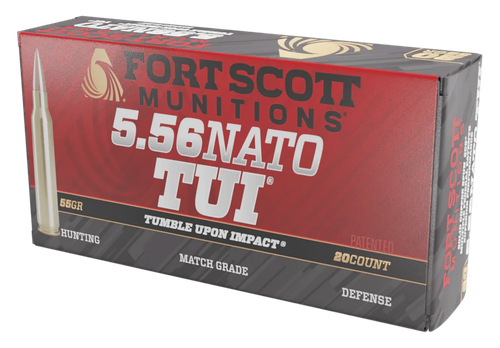 Fort Scott Munitions 556055SCV Tumble Upon Impact (TUI)  5.56x45mmNATO 55gr Solid Copper Spun 20 Per Box/25 Case