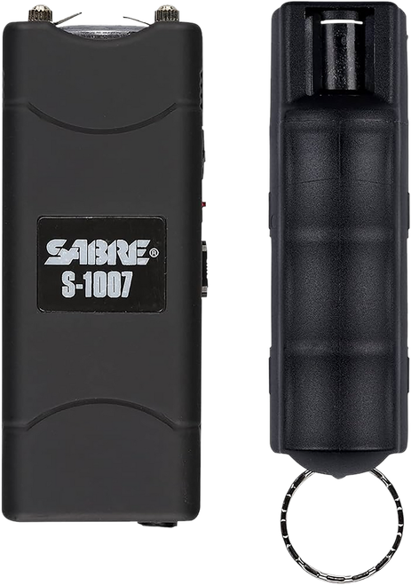 Sabre S7BHCBK Multi-Range Protection Pack Black Plastic 1.6 uC Pain Rating Includes Pepper Spray/Stun Gun w/Flashlight