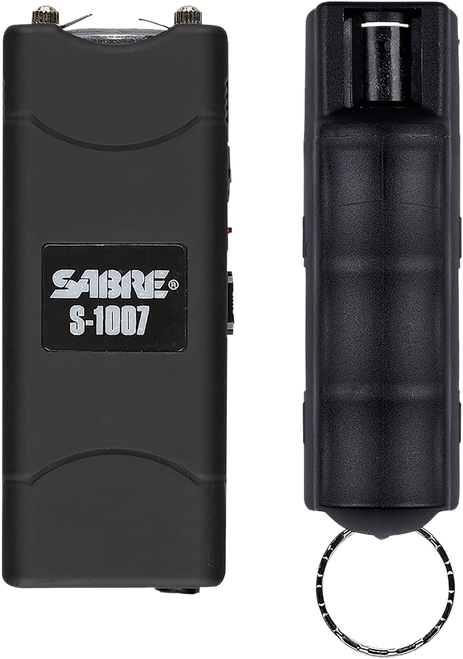 Sabre S7BHCBK Multi-Range Protection Pack Black Plastic 1.6 uC Pain Rating Includes Pepper Spray/Stun Gun w/Flashlight