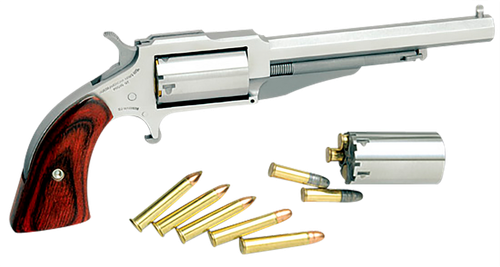 North American Arms 18604C 1860 The Earl *CA Compliant 22 LR/22 WMR 5 Shot 4" Stainless Steel Barrel, Frame & Cylinder, Rosewood Boot Grip, Exposed Hammer