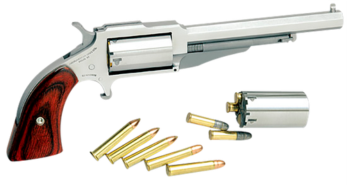 North American Arms 18604C 1860 The Earl *CA Compliant 22 LR/22 WMR 5 Shot 4" Stainless Steel Barrel, Frame & Cylinder, Rosewood Boot Grip, Exposed Hammer