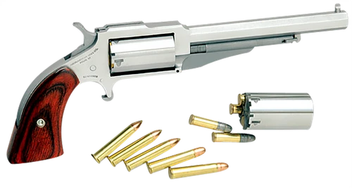 North American Arms 18604C 1860 The Earl *CA Compliant 22 LR/22 WMR 5 Shot 4" Stainless Steel Barrel, Frame & Cylinder, Rosewood Boot Grip, Exposed Hammer