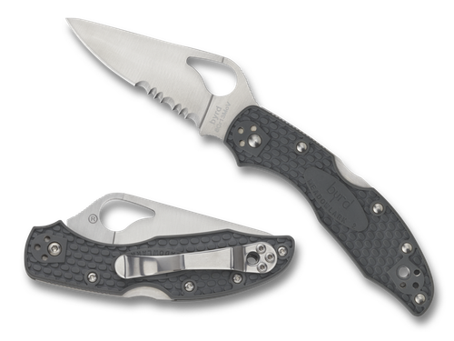 Spyderco BY04PSBK2 Byrd Meadowlark 2 Lightweight 2.87" Folding Drop Point Part Serrated 8Cr13MoV SS Blade Black  Textured FRN Handle Includes Pocket Clip