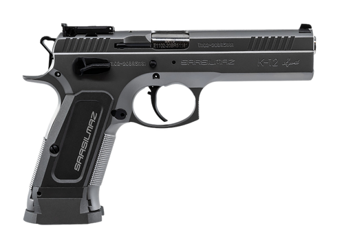 SAR USA K12STSP K12 Sport 9mm Luger 17+1 4.70" Stainless Target Crown Barrel, Stainless Steel Serrated Slide, Stainless Steel Frame w/Beavertail, Gray Polymer Grip, Right Hand
