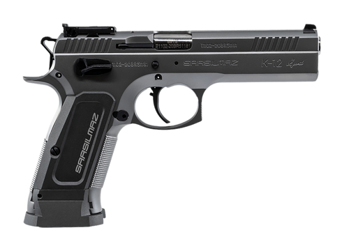 SAR USA K12STSP K12 Sport 9mm Luger 17+1 4.70" Stainless Target Crown Barrel, Stainless Steel Serrated Slide, Stainless Steel Frame w/Beavertail, Gray Polymer Grip, Right Hand