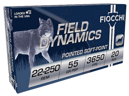 Fiocchi 22250B Field Dynamics  22-250Rem 55gr Pointed Soft Point 20 Per Box/10 Case