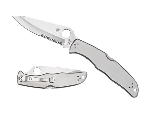 Spyderco C10PS Endura 4  3.85" Folding Plain Satin VG-10 SS Blade/Satin Stainless Steel Handle Includes Pocket Clip