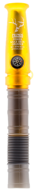 Primos 736 Power  Grunter Call Double Reed Mule Deer Sounds Attracts Blacktail/Mule Deer Features Built in Compass Black/Gold