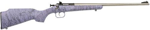 Crickett KSA2445 Gen2  Youth 22 LR 1rd 16.13" Stainless Single Shot Barrel, Stainless Steel Receiver, Purple w/Black Webbing Fixed Synthetic Stock