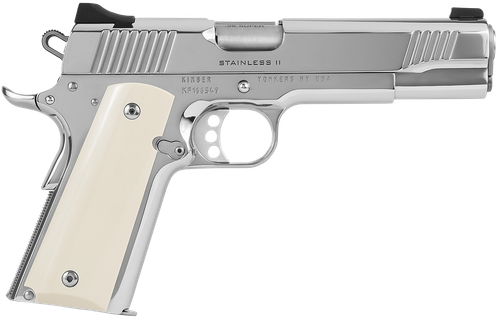 Kimber Mfg.,inc 3200397 High Polished  38 Super 9+1 5" Front Serrations Stainless Steel Slide High Polished Bonded Smooth Ivory Grip